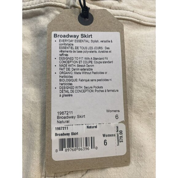 Prana Broadway Skirt Denim‎ Natural Zip Pockets Size 6 NWT Stretch - Picture 3 of 6